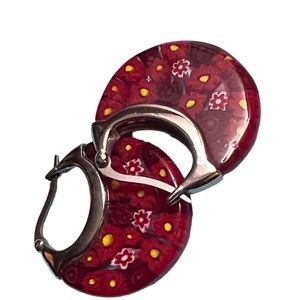Murano millefiori designed glass FLOWER EARRINGS (large but not heavy!)